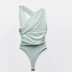 Zara draped asymmetrical tulle bodysuit